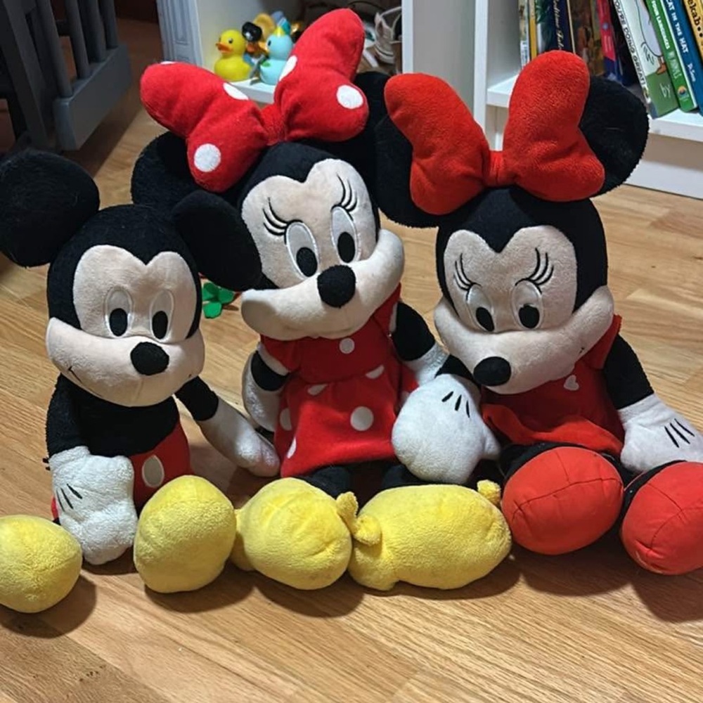 Disney Mickey and Minnie Mouse Plush Toys - Black, Red, Yellow